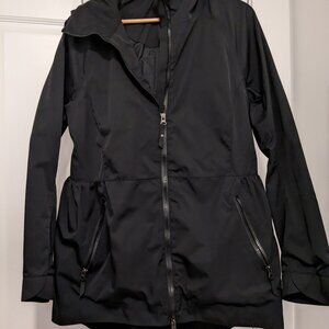 Black Lululemon Raincoat with Peplum Detail, Women's Size 12